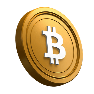 Dans le design de la section hero, pièce Bitcoin (BTC) penchée